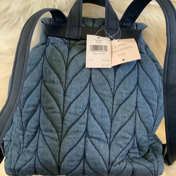 NWT Kate spade Ellie denim large flap backpack - Picture 5 of 8